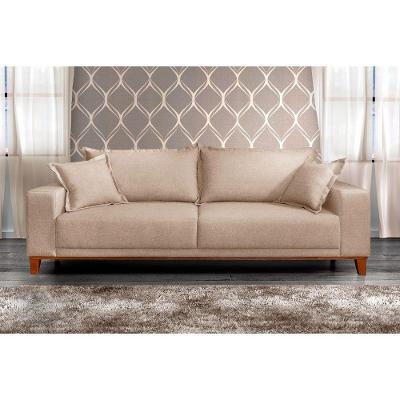 Sofá Fixo Argos 3 Lugares Luxo 220cm Castellar Móbile Bege Claro