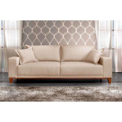 Sofá Fixo Argos 3 Lugares Luxo 220cm Castellar Móbile Bege Claro