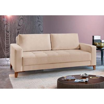 Sofá Fixo Orion 3 Lugares Luxo 180cm Castellar Móbile Bege Claro