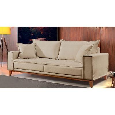 Sofá Fixo Aquiles 3 Lugares Luxo 220cm Castellar Móbile Bege