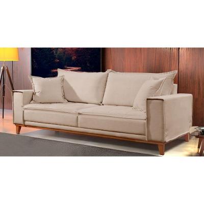 Sofá Fixo Aquiles 3 Lugares Luxo 220cm Castellar Móbile Bege Claro