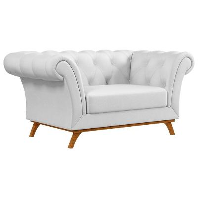 Sofá Para Sala De Estar 150Cm 1 Lugar Base Madeira Império C-12 Corano Branco - Domi