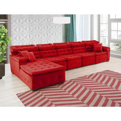Sofá Orlando 4.20x1.90m Com Chaise, Retrátil E Reclinável - Vermelho