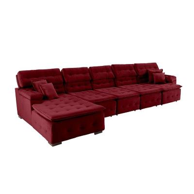 Sofá Orlando 4.20x1.70m Com Chaise, Retrátil E Reclinável - Vinho