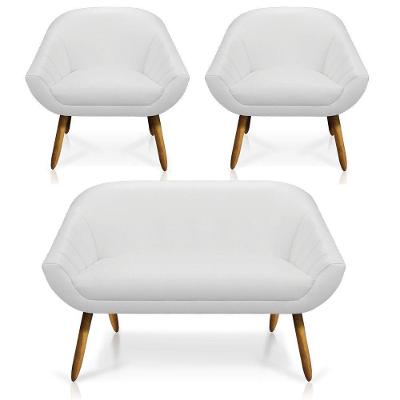 Kit 01 Namoradeira 02 Lugares E 02 Poltronas Giovana Corino Castanho Branco