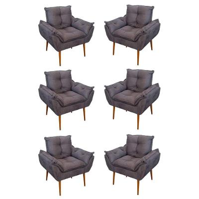 Kit 06 Sofás 1 Lugar De Luxo Opala Sala, Quarto Suede Cor:cinza