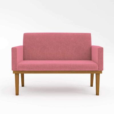 Kit Sofá 2 Lugares + Poltrona Base Suede Sala De Estar Rosa