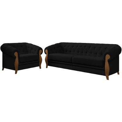 Kit Sofa 244 Cm E Poltrona Decorativa Murano Veludo Sl 944 Moll Sl 944