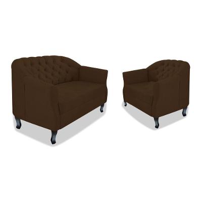 Kit Namoradeira E Poltrona Julia A02 Corano Marrom