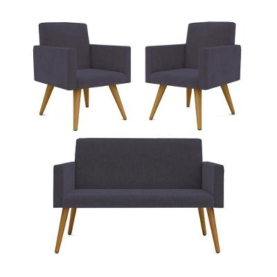 Kit Namoradeira 2 Lugares Reforçada + 2 Poltronas Cinza
