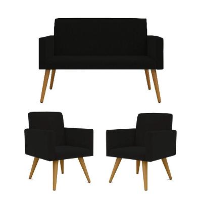 Kit Namoradeira 2 Lugares Reforçada + 2 Poltronas preta