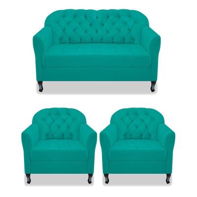 Kit Namoradeira E 02 Poltrona Julia A02 Azul Turquesa