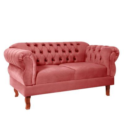 Namoradeira 2 Lugares Chesterfield Elisabeth Via Encanto Veludo Rosa