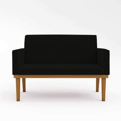 Kit Sofá Namoradeira + Poltrona Reforçada ? Sala De Estar Cor:preto