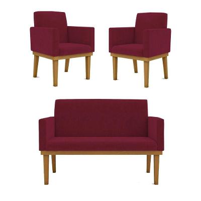 Kit Sofá Namoradeira + Poltrona Reforçada ? Sala De Estar Cor:marsala