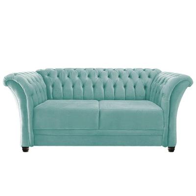 Namoradeira Chesterfield Sofia Suede Azul Tiffany