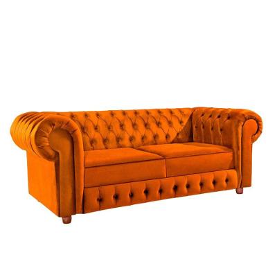 Namoradeira Chesterfield Bourbon 3 Lugares Via Encanto Veludo Ferrugem