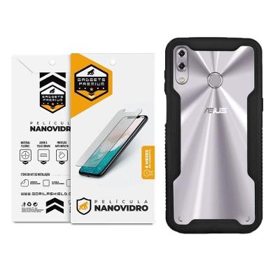 Kit Capa Case Capinha Dual Shock E Pelicula Nano Vidro Para Asus Zenfone 5 / 5Z - Gshield