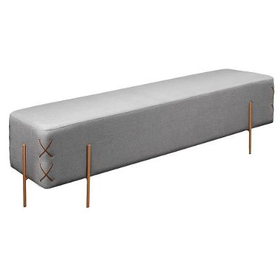 Recamier Banco Eros Luxo Bronze Castellar Móbile Linho Cinza Linho Cinza