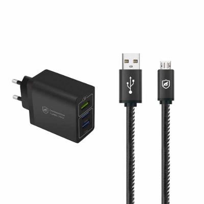 Kit Carregador Turbo Triplo E Cabo Turbo Militar Micro Usb V8 - Gshield