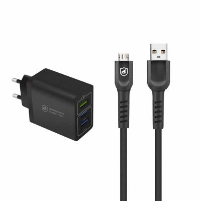Kit Carregador Turbo Triplo E Cabo Dual Shock Micro Usb V8 - Gshield