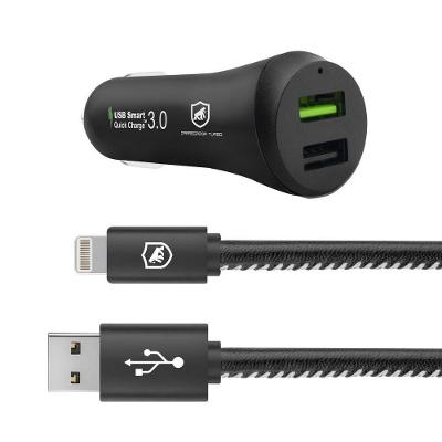 Kit Carregador Veicular Com Cabo Dual Shock - 1,2M - Lightning Iphone - Mfi - Gshield
