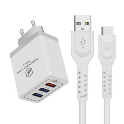 Kit Carregador Turbo Triplo Branco + Cabo Dual Shock Type C Branco - Gshield