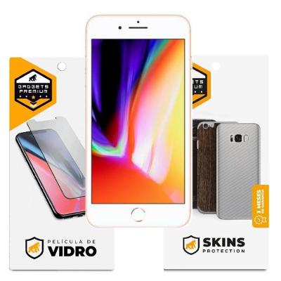 Película De Vidro Dupla + Traseira Fibra De Carbono Para Iphone 8 Plus - Gshield