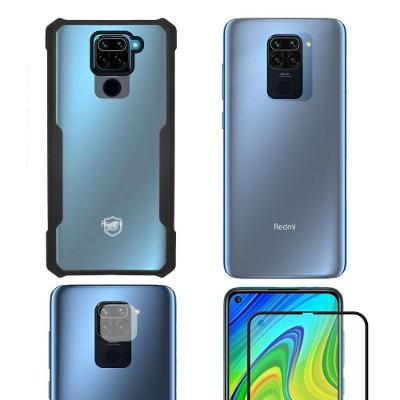 Película Defender Glass + Câmera + Nano Traseira + Capa Dual Shock X Para Redmi Note 9 - Gshield