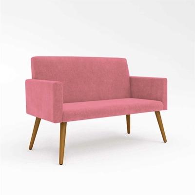 Kit Namoradeira + 2 Poltronas Decorativas Sala Cor:rosa
