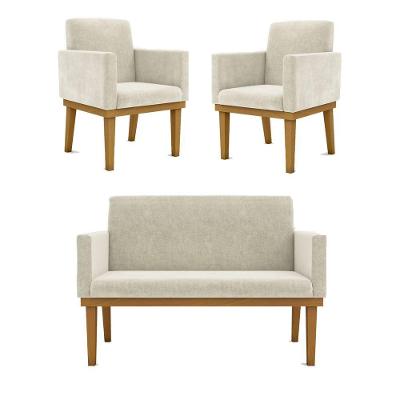 Kit Sofá Namoradeira + Poltrona Reforçada ? Sala De Estar Cor:bege
