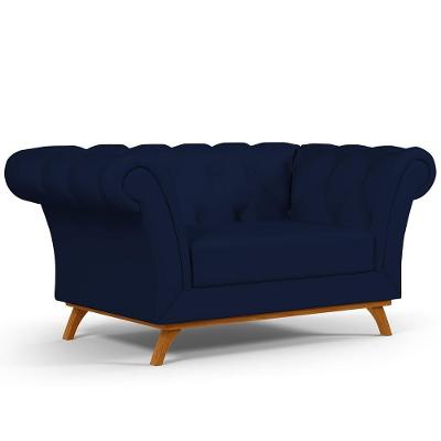 Sofá 2 Lugares Império 150 Cm Veludo Azul Marinho C-287