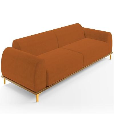 Sofá 03 Lugares Kiev 230 Cm Veludo Telha C-262