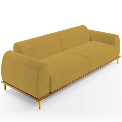 Sofá 03 Lugares Kiev 230 Cm Veludo Mostarda C-260