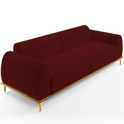 Sofá 03 Lugares Kiev 230 Cm Veludo Marsala C-278