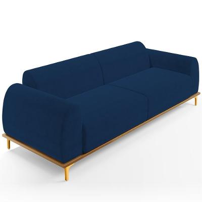 Sofá 03 Lugares Kiev 230 Cm Veludo Azul Marinho C-304