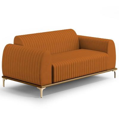 Sofá 2 Lugares Molino 150 Cm Pés D'ouro Veludo Telha C-262