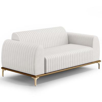 Sofá 2 Lugares Molino 150 Cm Pés D'ouro Corano Branco C-12