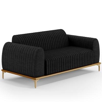 Sofá 2 Lugares Molino 150 Cm Pés D'ouro Chumbo D-465