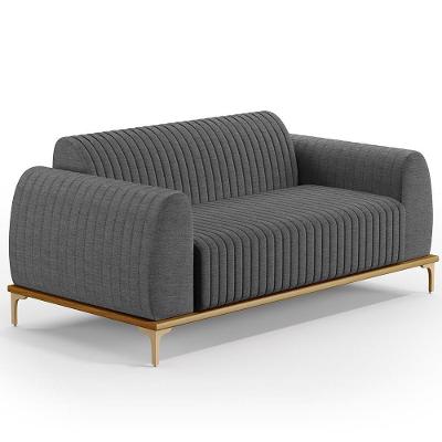 Sofá 3 Lugares Molino 180 Cm Pés D'ouro Cinza Escuro C-416