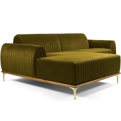 Sofá 4 Lugares Com Chaise Molino 255cm Mostarda C-260