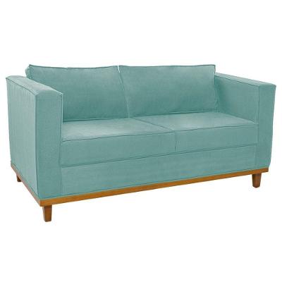 Sofá 2 Lugares Europa Suede Doce Sonho Móveis Cor Azul Tiffany