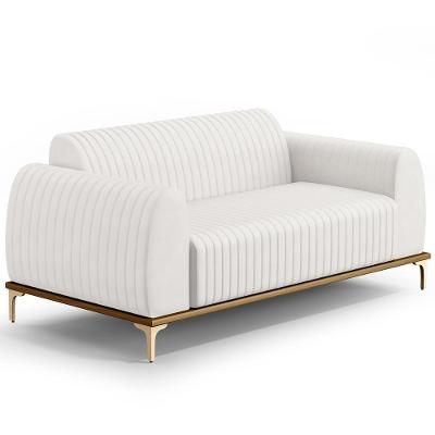 Sofá 3 Lugares Molino 180 Cm Pés D'ouro Corano Branco C-12