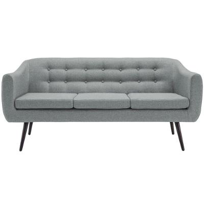 Sofá 3 Lugares Retrô Mimo Botonê Daf Móveis 175 Cm Madeira Eucalipto Linho Cinza Base Madeira Tauari