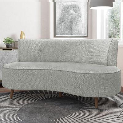 Sofá Living 2 Lugares 135cm Aang Pés Palito Linho Cinza G33 - Gran Belo