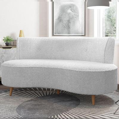 Sofá Living 2 Lugares 135cm Aang Pés Palito Bouclê Off White G33 - Gran Belo