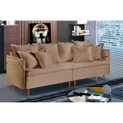 Sofá Fixo Atlas 4 Lugares Luxo 220cm Castellar Móbile Bege