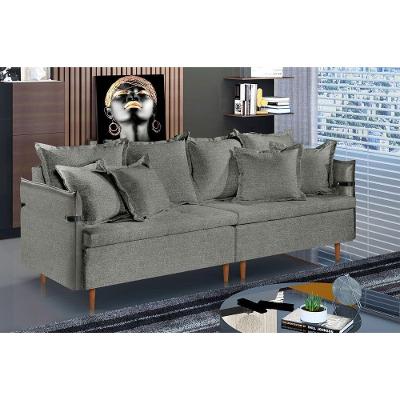 Sofá Fixo Atlas 3 Lugares Luxo 180cm Castellar Móbile Cinza