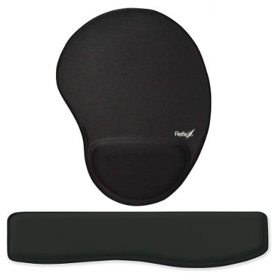 Kit Ergonômico Mouse Pad + Apoio De Pulso Para Teclado Preto - Reflex