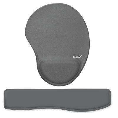 Kit Ergonômico Mouse Pad + Apoio De Pulso Para Teclado Cinza - Reflex